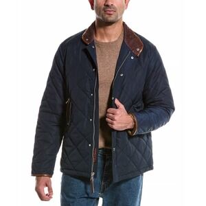 $275 NWT Robert Graham Men's Diamond Quilted Full Zip Travel Jacket, Navy, Sz L